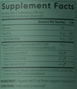 MCT Oil Nutrition info