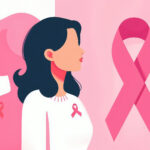 Illustration cartoon of women wearing pink ribbons